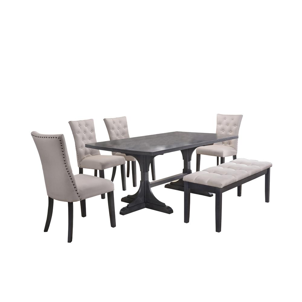 Uph Bench & Side Chairs Tufted & Nailhead Trim