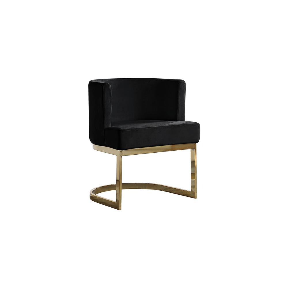 Black Velvet Side Chair with Gold