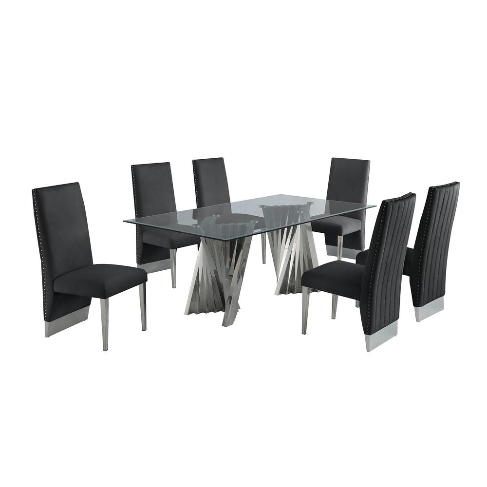 Classic 7pc Dining Set w/Pleated Side Chair
