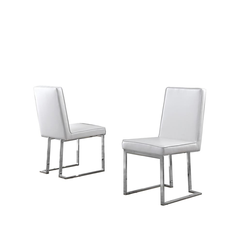 White Faux Leather Upholstered Dining Side Chairs