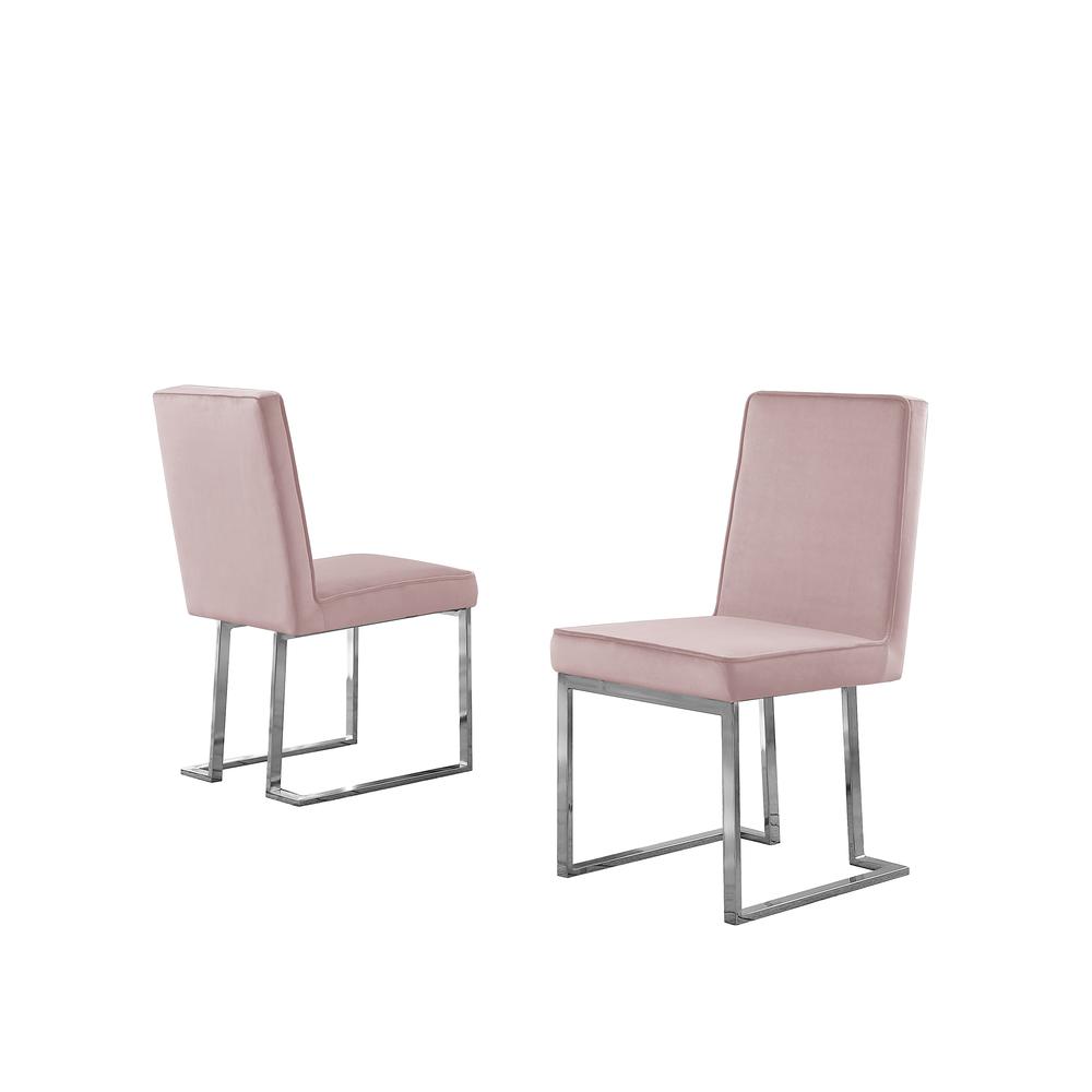 Pink Velvet Upholstered Dining Side Chairs