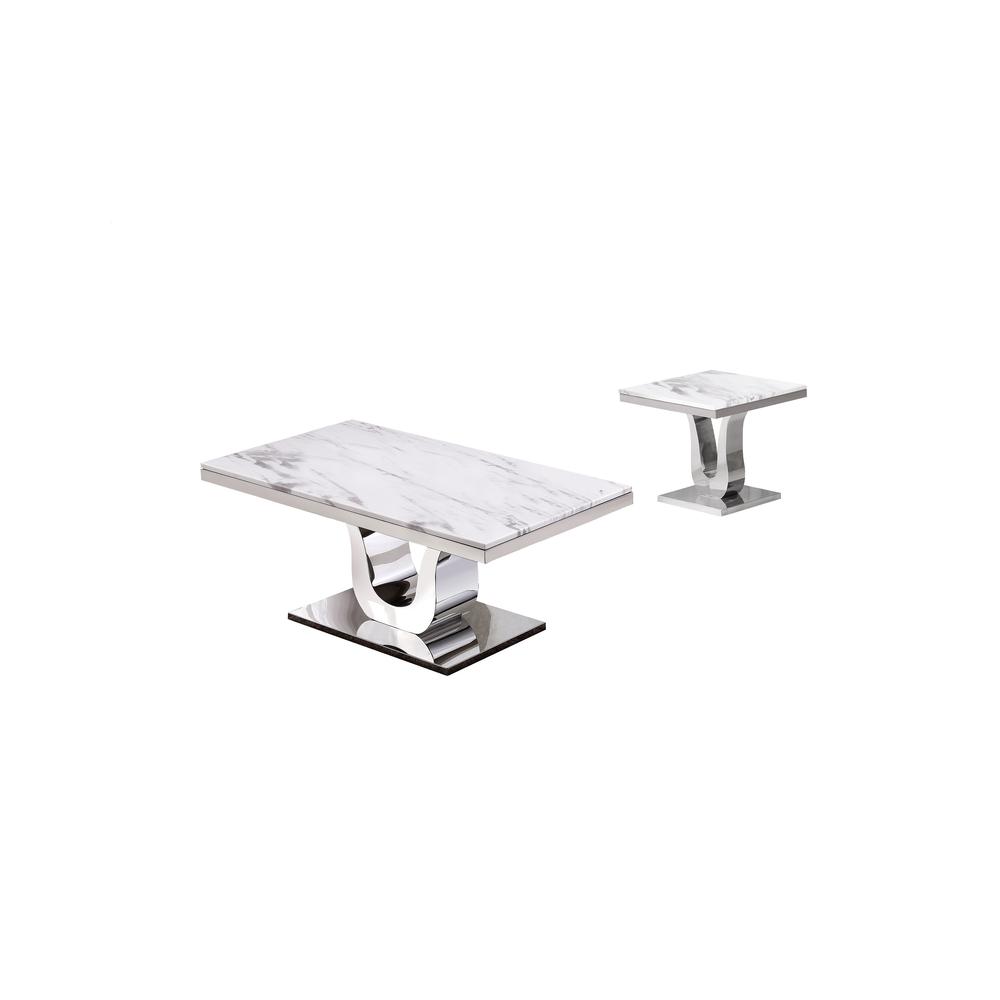 White Marble Coffee Table Set: Coffee Table