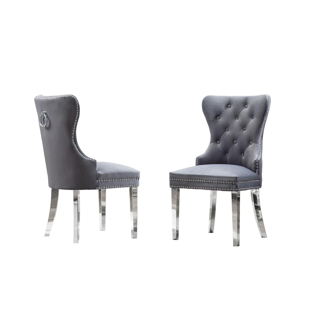 White Marble Round 5 piece Dining Set Ring Chairs in Dark Gray Velvet – Lazy Susan