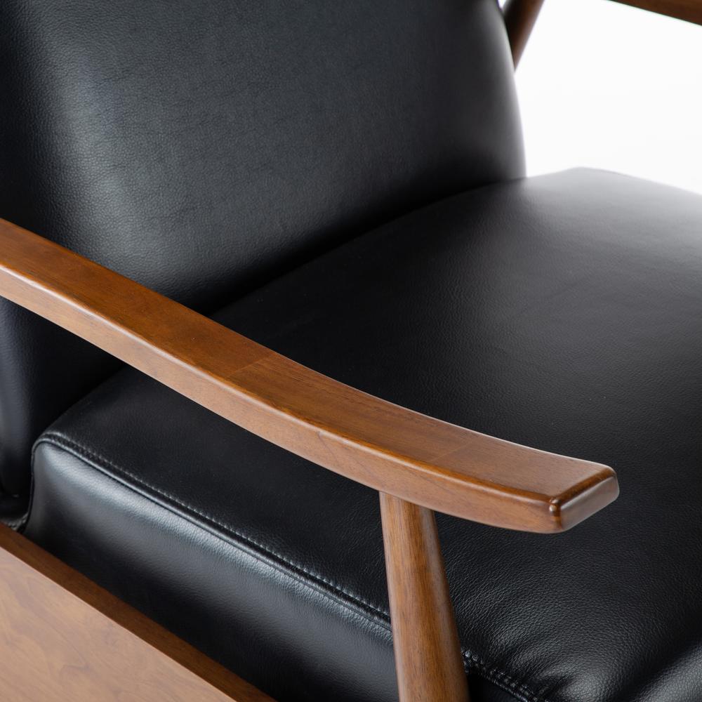 Solaris Wood Arm Push Back Recliner – Black