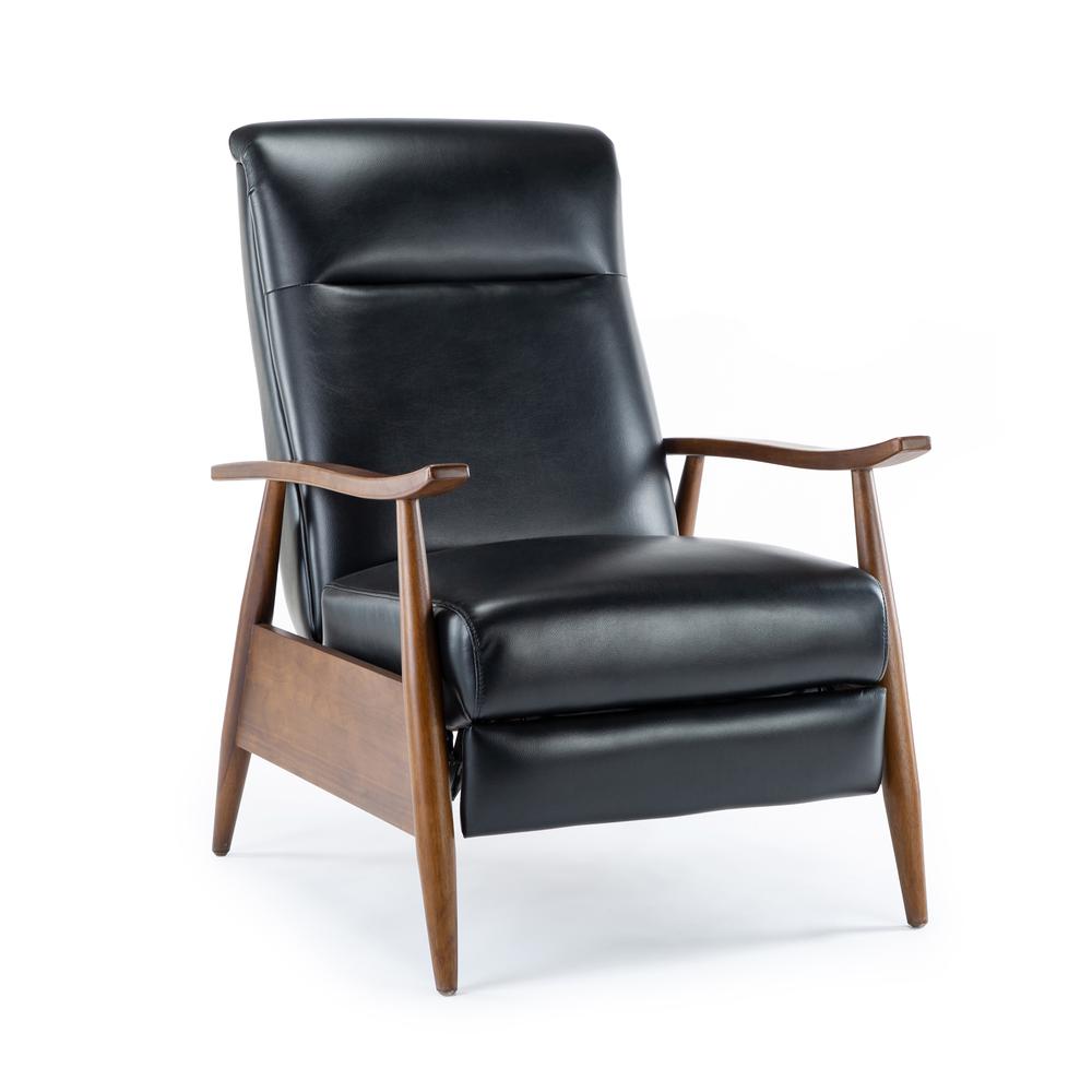 Solaris Wood Arm Push Back Recliner – Black