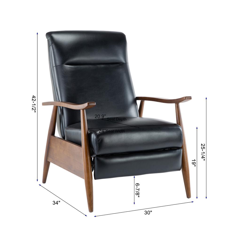 Solaris Wood Arm Push Back Recliner – Black
