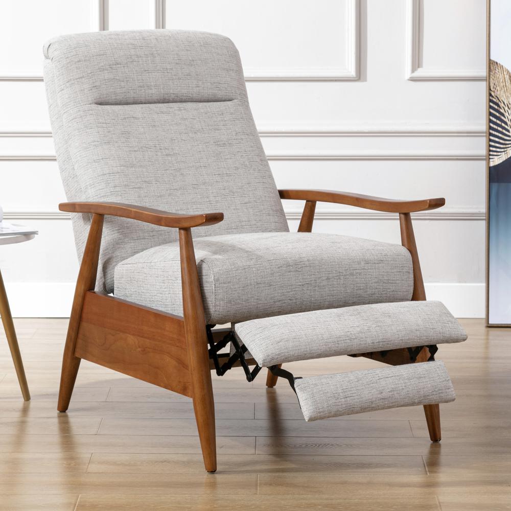 Terni Wood Arm Push Back Recliner in Performance Fabric – Sea Oat