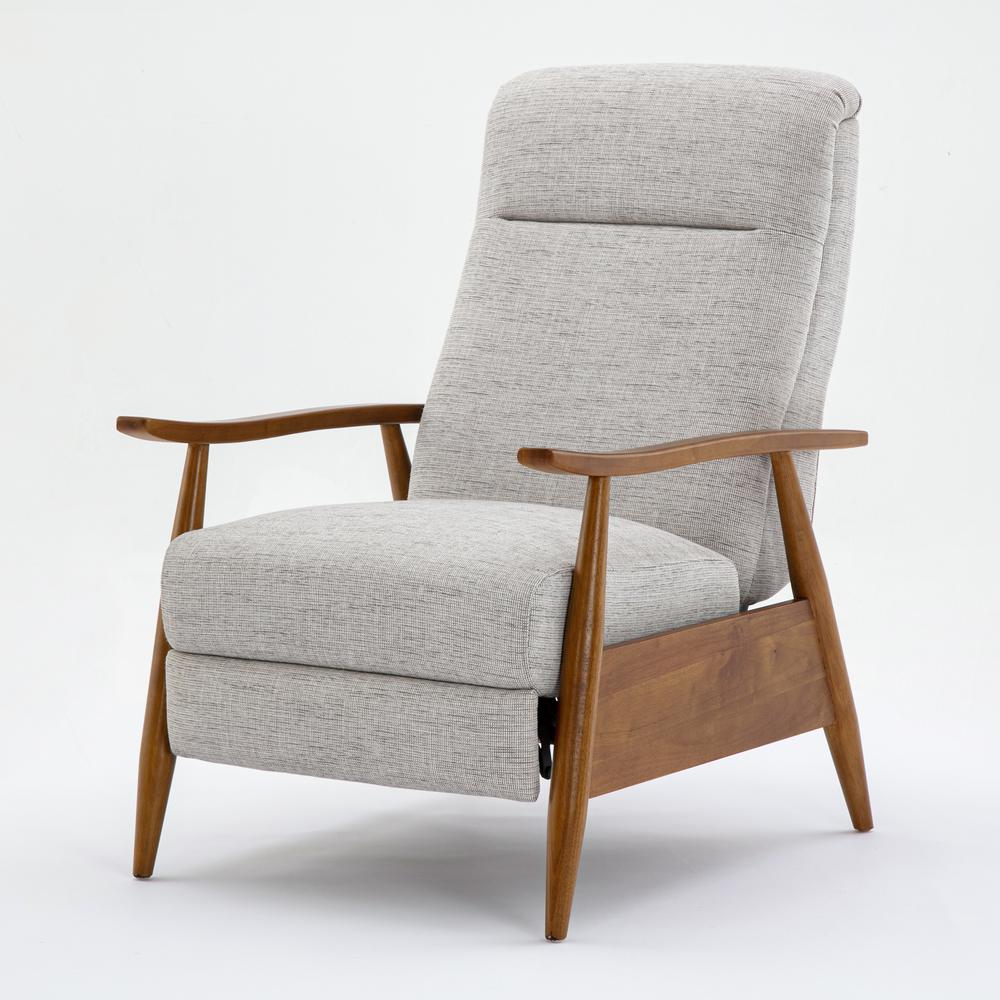Terni Wood Arm Push Back Recliner in Performance Fabric – Sea Oat