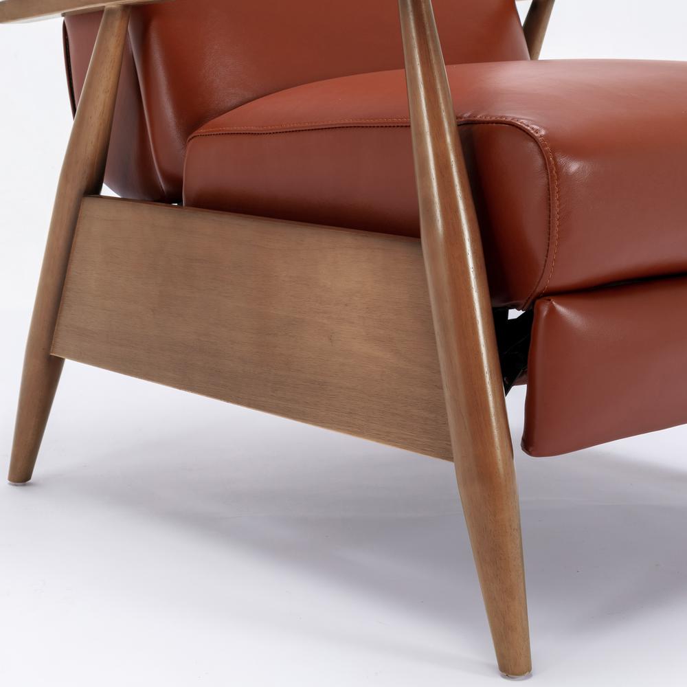 Fairview Leather Wood Arm Push Back Recliner – Caramel