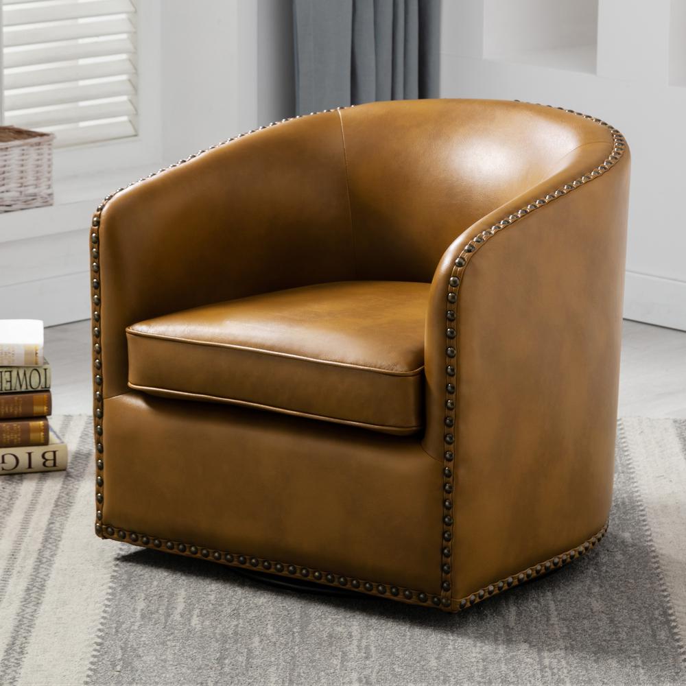 Tyler Swivel Arm Chair – Camel