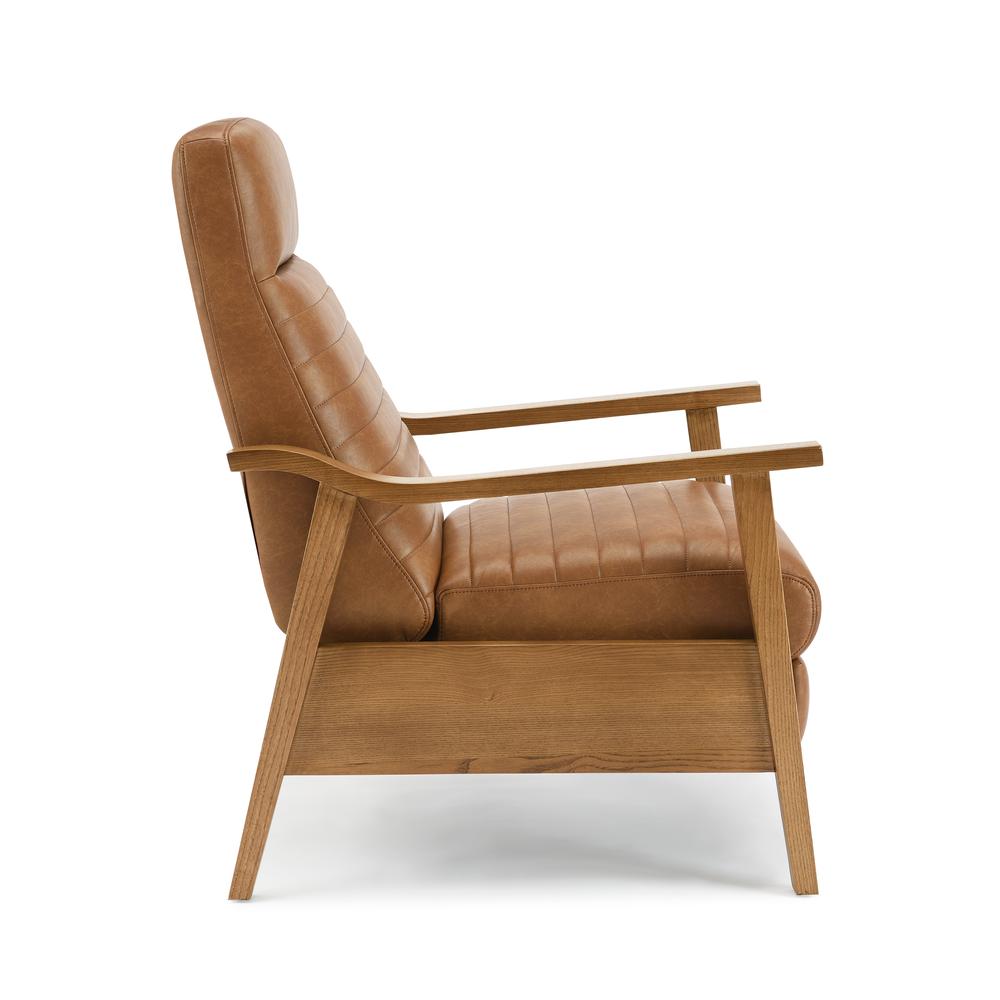 Arthur Wood Arm Push Back Recliner – Saddle Brown