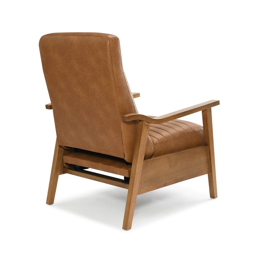 Arthur Wood Arm Push Back Recliner – Saddle Brown