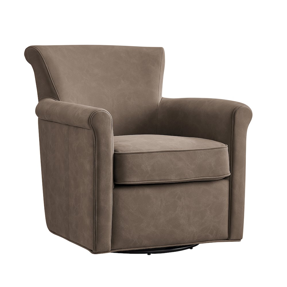 Winton Faux Leather Swivel Accent Chair – Espresso