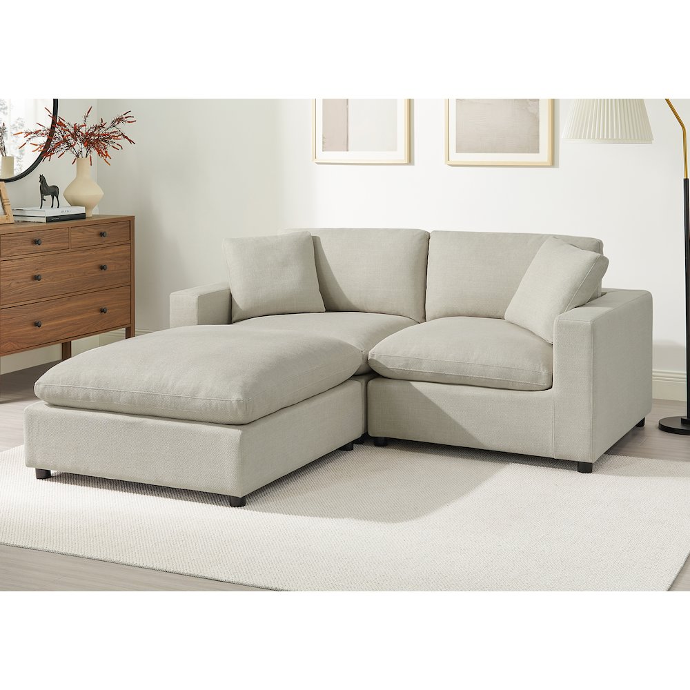 Casella Beige Fabric Ottoman