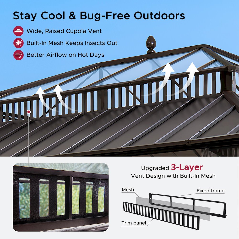 16 ft x 12 ft Hardtop Gazebo