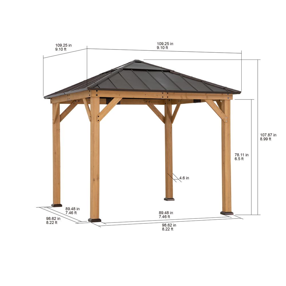 Cedar Framed Gazebo with Steel & Polycarbonate Hip Roof Hardtop