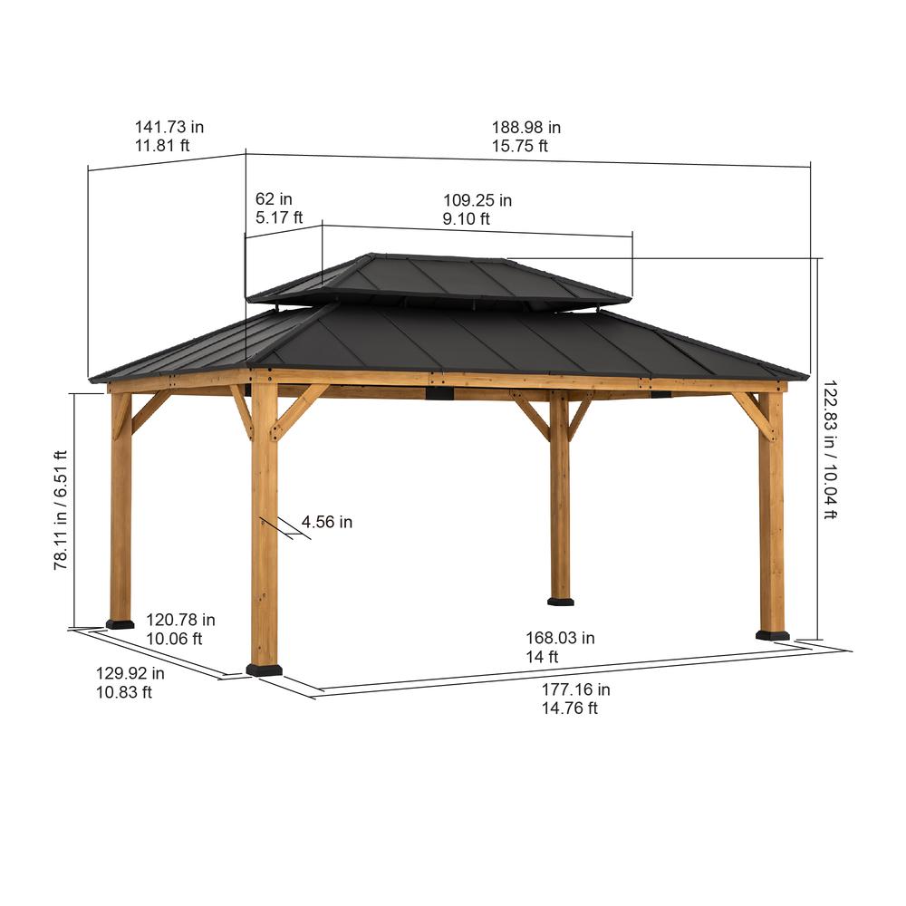 Sunjoy 12×16 ft. Wood Outdoor Patio Steel Hardtop Gazebo