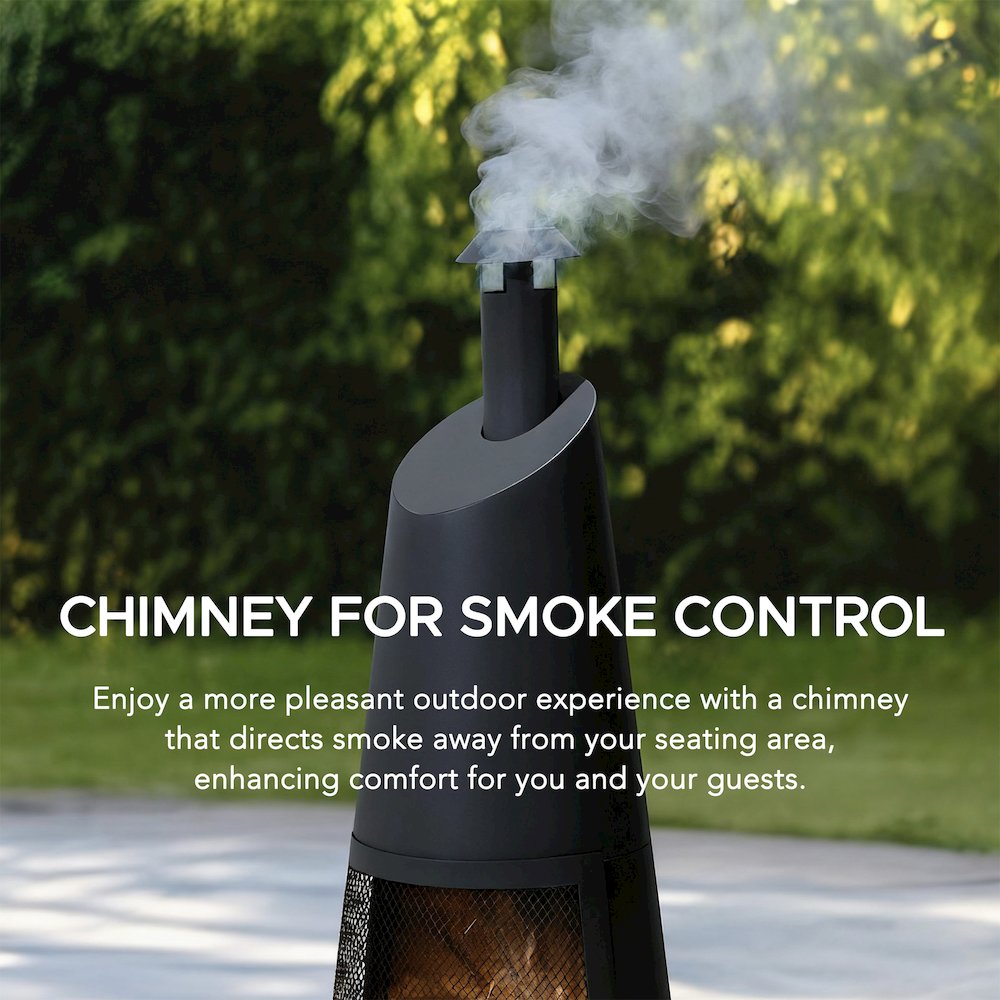 57 in. 2-in-1 Metal Outdoor Chiminea Fire Pit & Fireplace