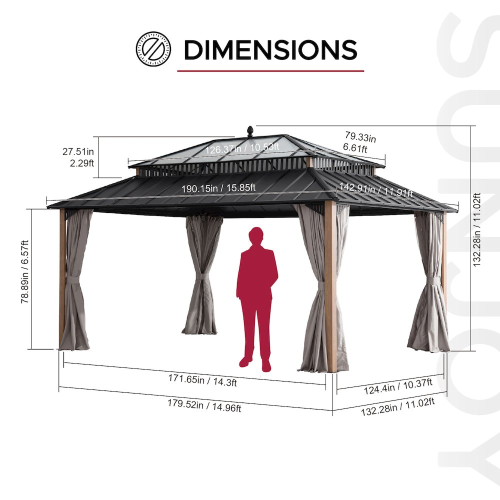 16 ft x 12 ft Hardtop Gazebo