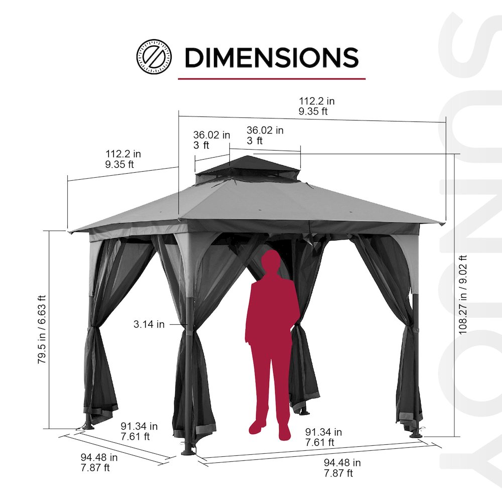 9.5 ft. x 9.5 ft. Soft Top Outdoor Steel Frame Gazebo Canopy