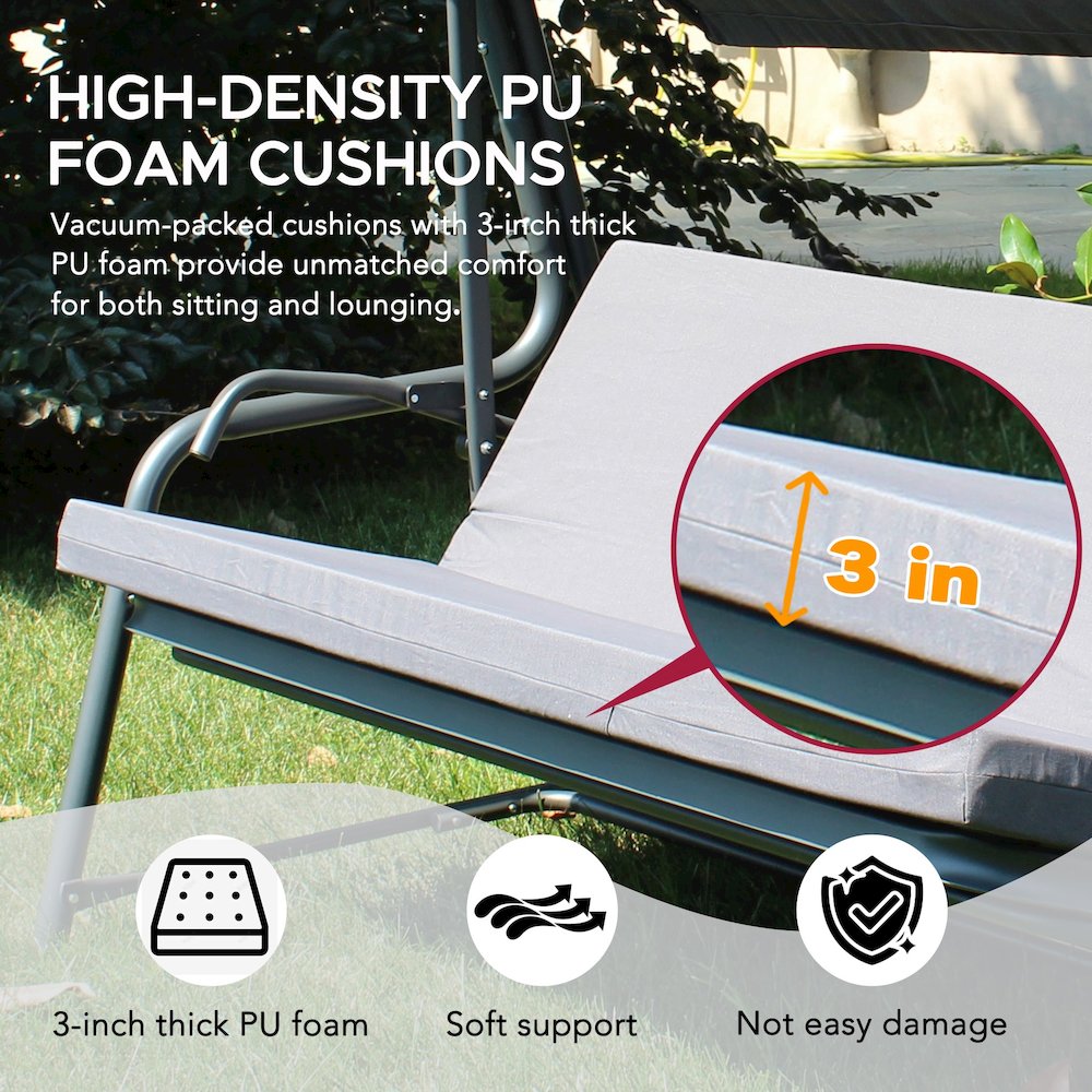4-Seat Luxury Swing and Bed with Elastic Metal Mesh Seat