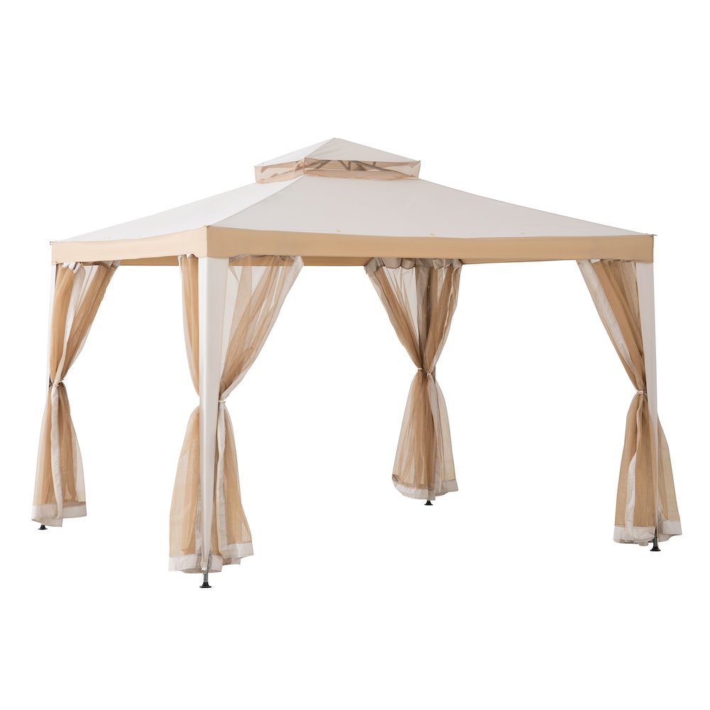 10 ft. x 10 ft. Outdoor Modern 2-Tier Steel Frame Soft Top Gazebo