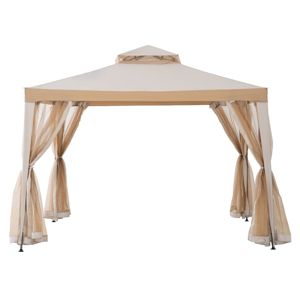 10 ft. x 10 ft. Outdoor Modern 2-Tier Steel Frame Soft Top Gazebo