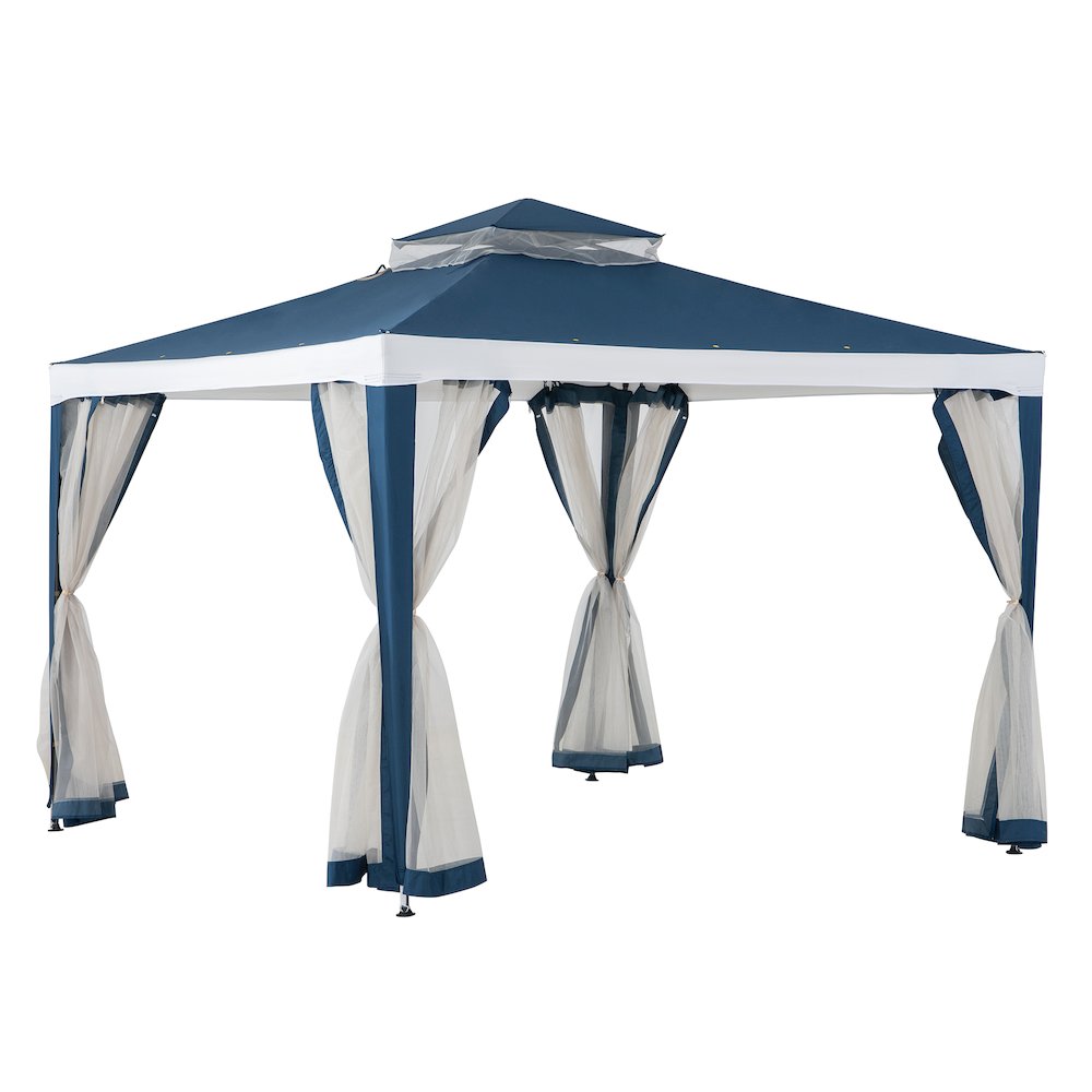 10 ft. x 10 ft. Outdoor Modern 2-Tier Steel Frame Soft Top Gazebo