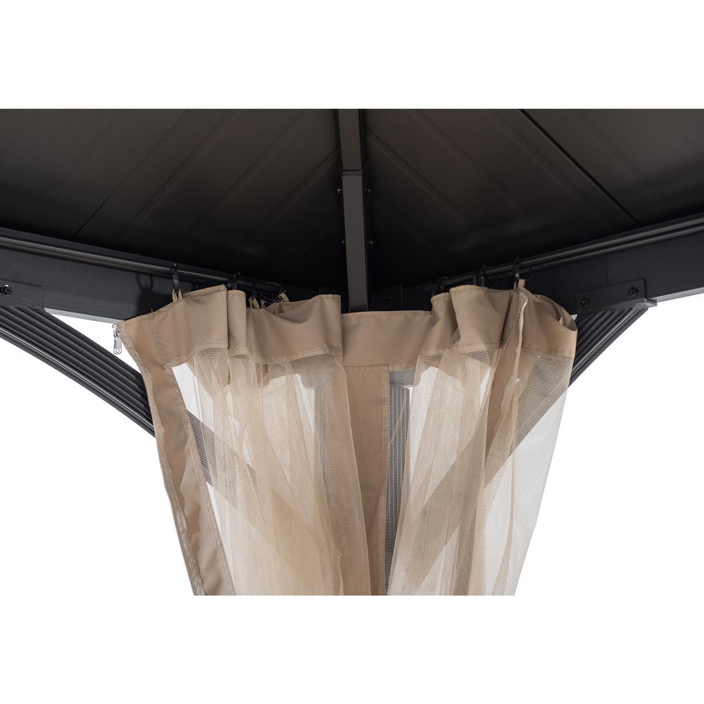 Sunjoy Outdoor Patio 11×13 Black 2-Tier Aluminum Backyard Hardtop Gazebo