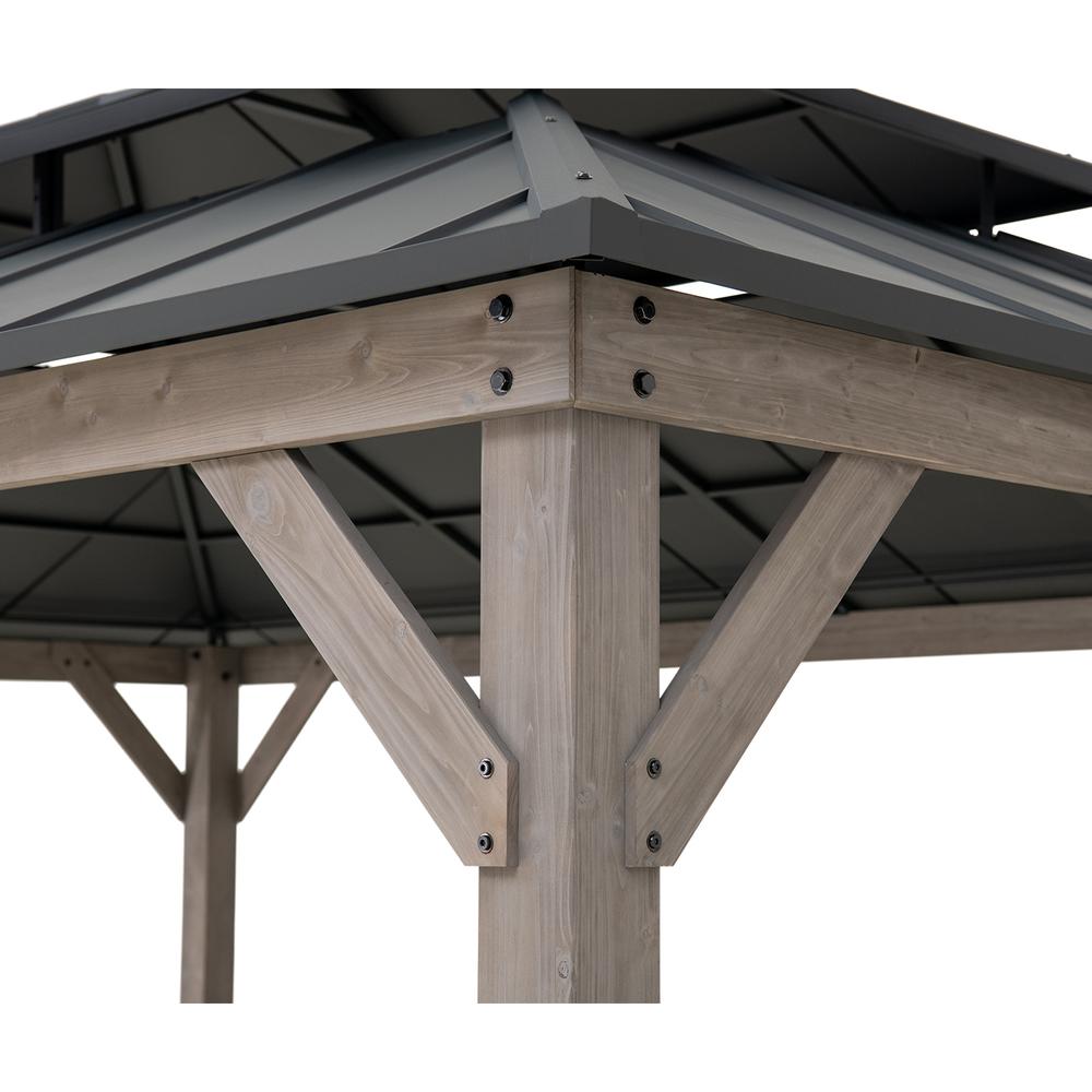 Sunjoy 12×16 ft. Wood Outdoor Patio Steel Hardtop Gazebo