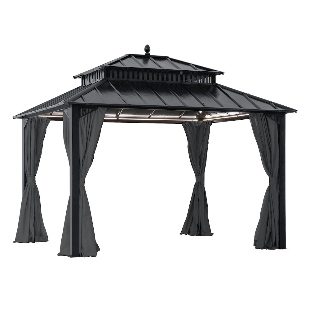 12 ft x 10 ft Hardtop Gazebo with Steel Roof