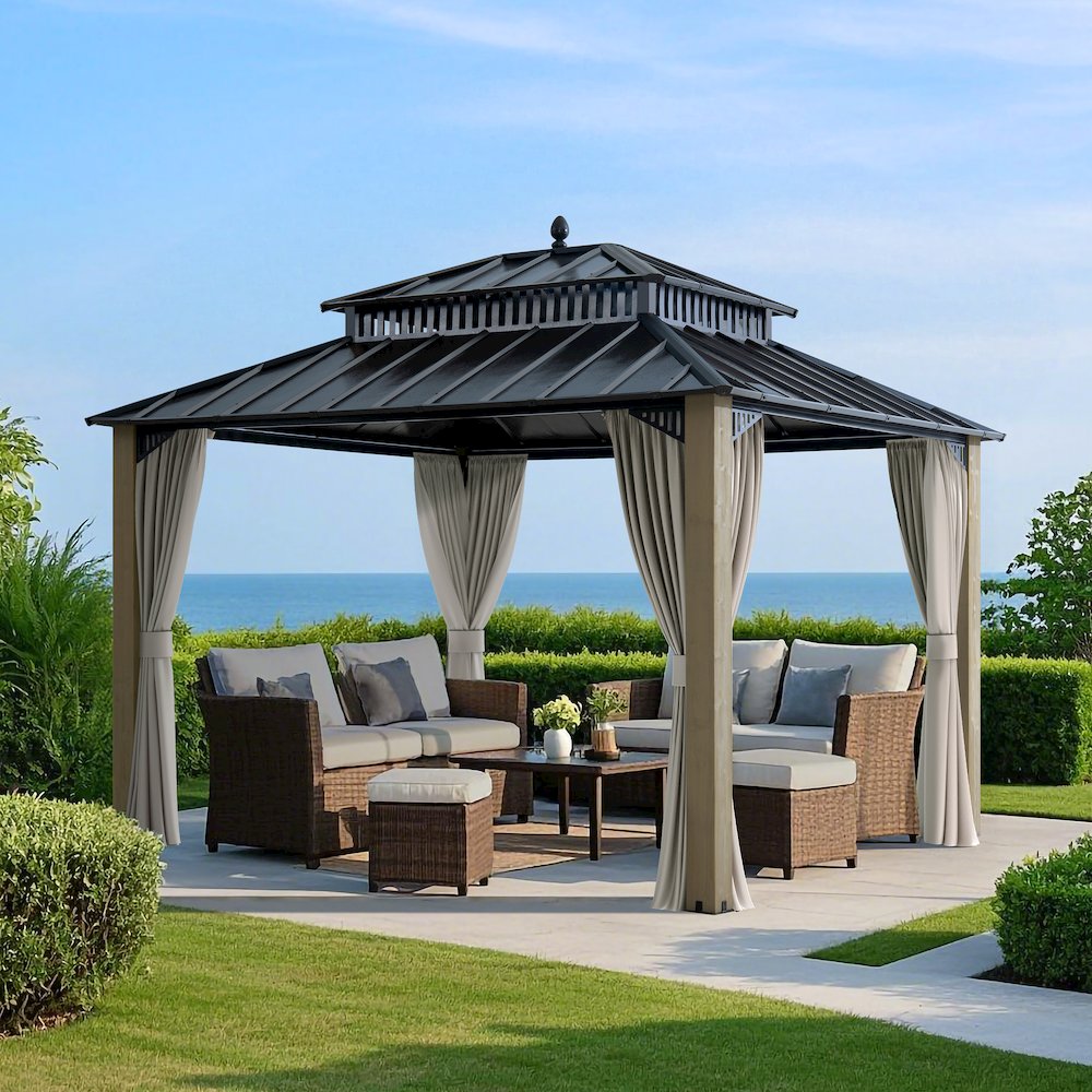 Wide Hardtop Wood Gazebo
