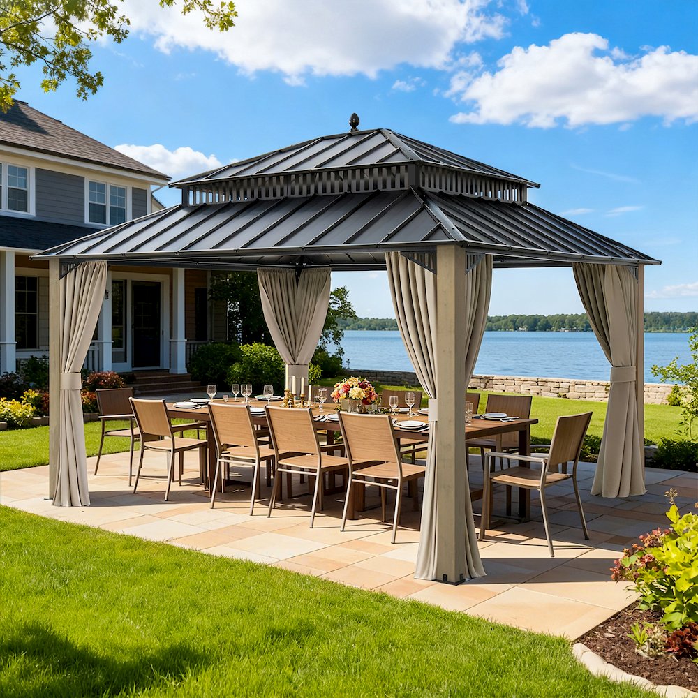 Wide Hardtop Wood Gazebo