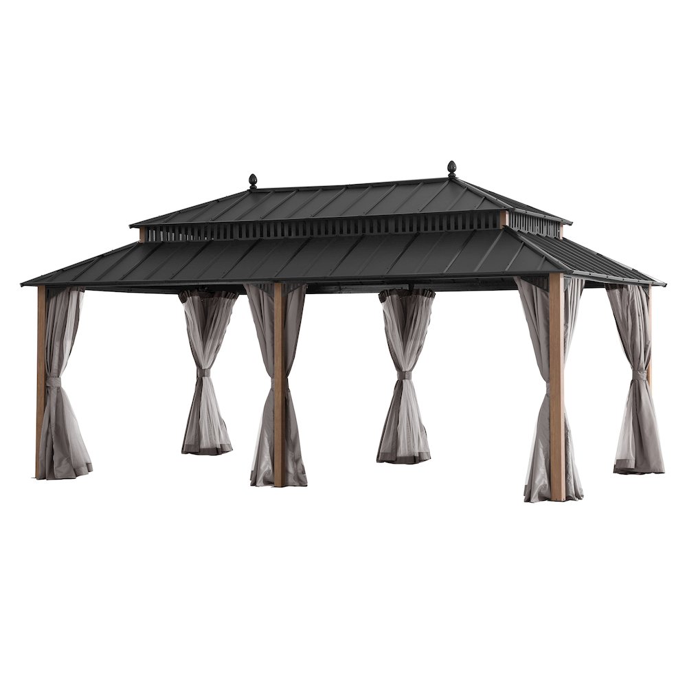 20 ft x 12 ft Hardtop Gazebo with Steel Roof