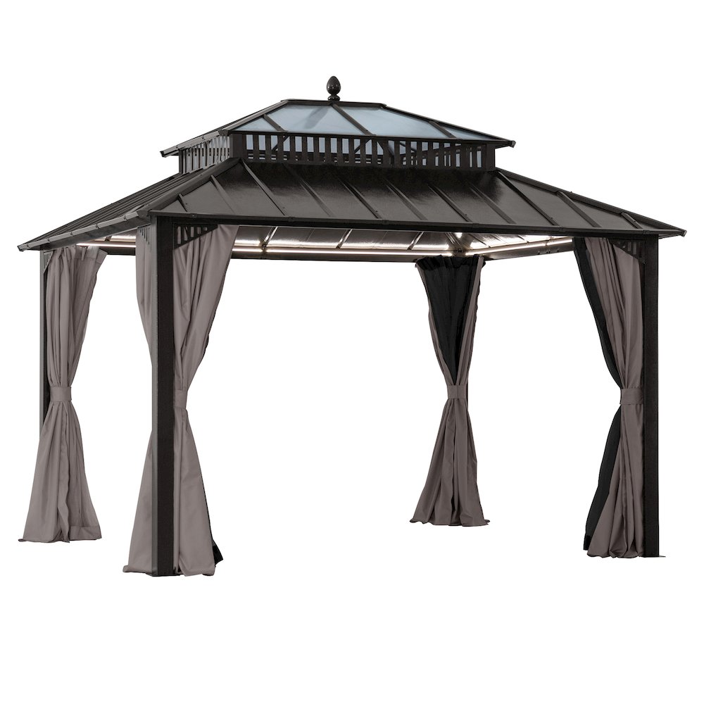 12 ft x 10 ft Hardtop Gazebo with Steel & PC Roof