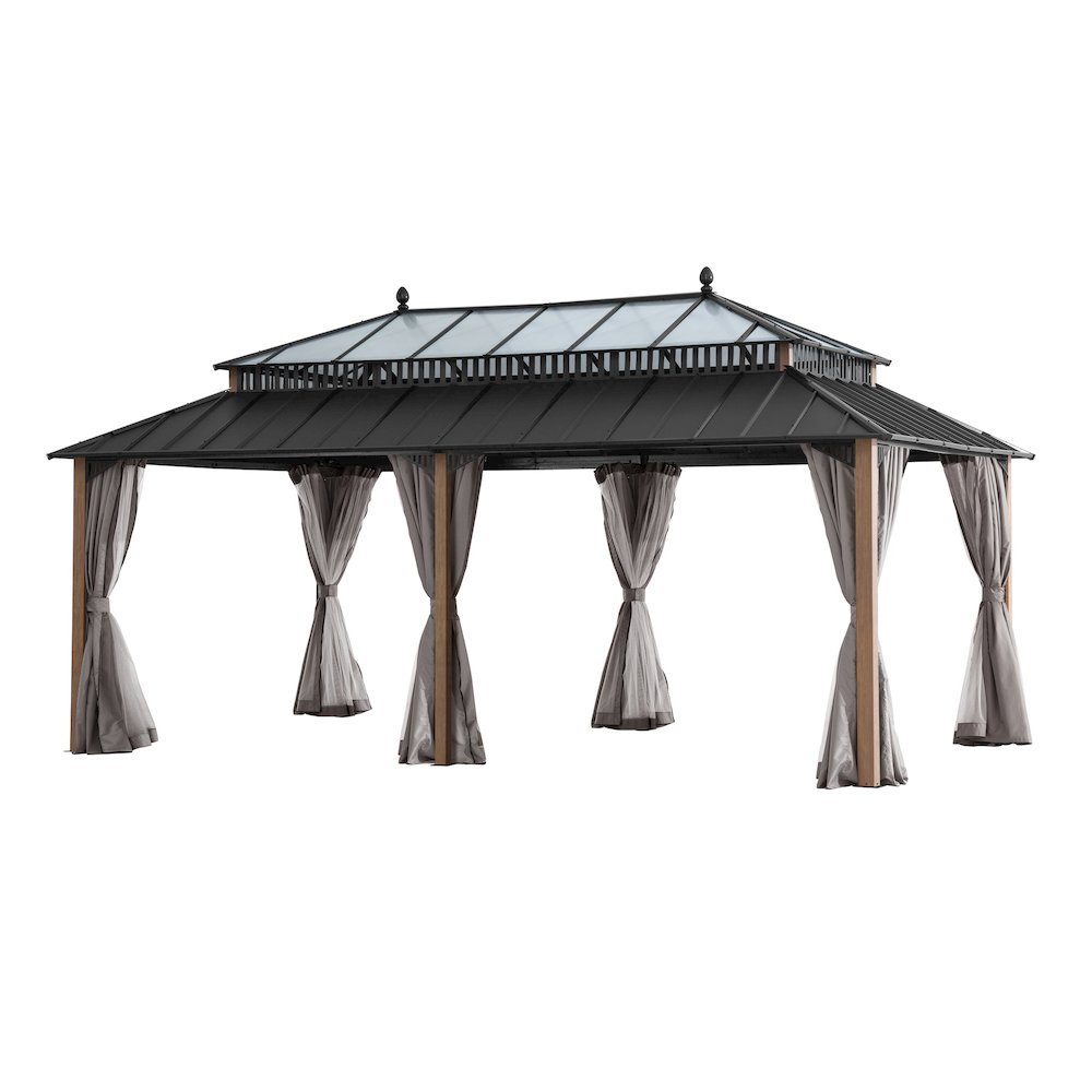 20 ft x 12 ft Aluminum Hardtop Gazebo with Polycarbonate Roof Hardtop