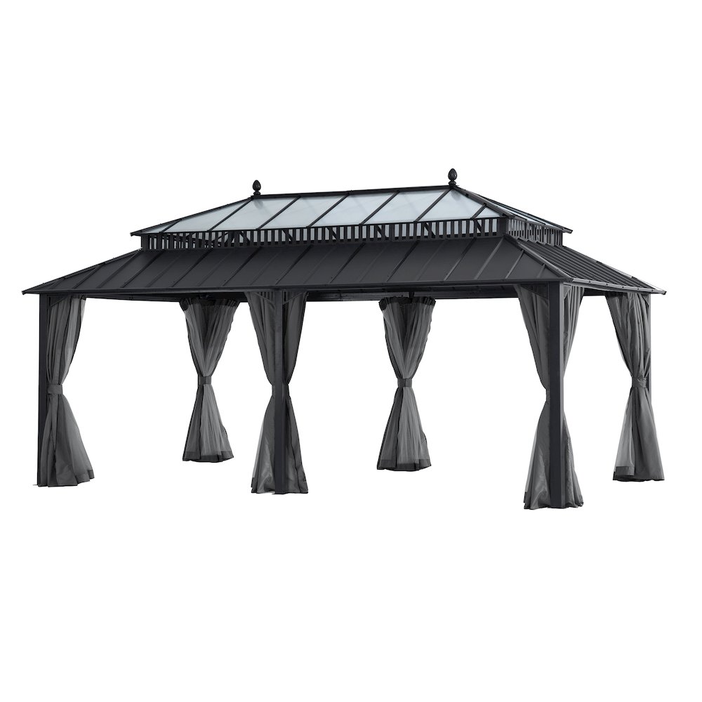 20 ft x 12 ft Hardtop Gazebo with Steel Roof