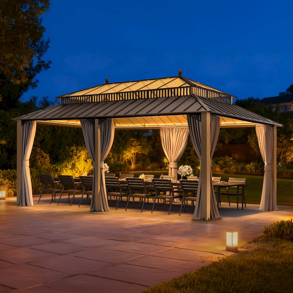 Wide Hardtop Wood Gazebo
