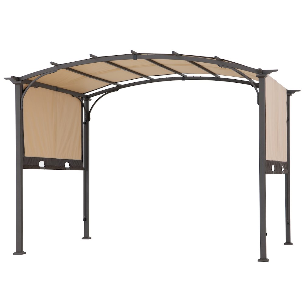 9 x 11-ft Arched Steel Pergola with Retractable Adjustable Canopy