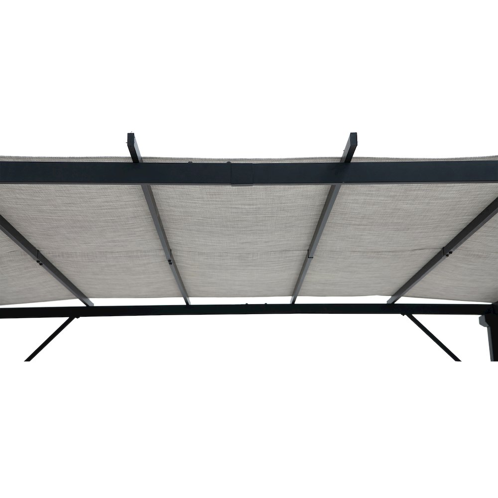 9 ft. x 9 ft. Black Steel Classic Pergola with Adjustable Tan Sling Shade
