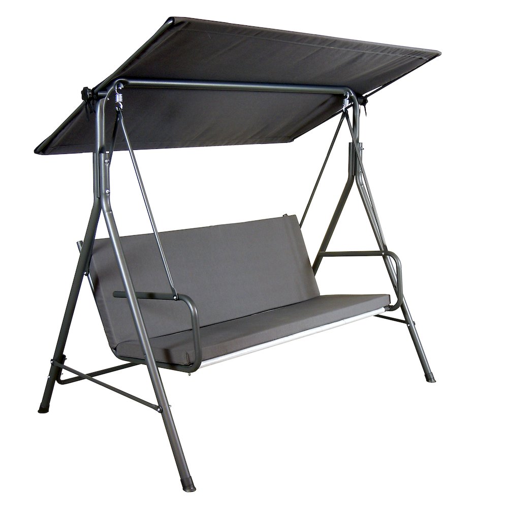 2-Seat Patio Metal Proch Swing With Adjustable Canopy