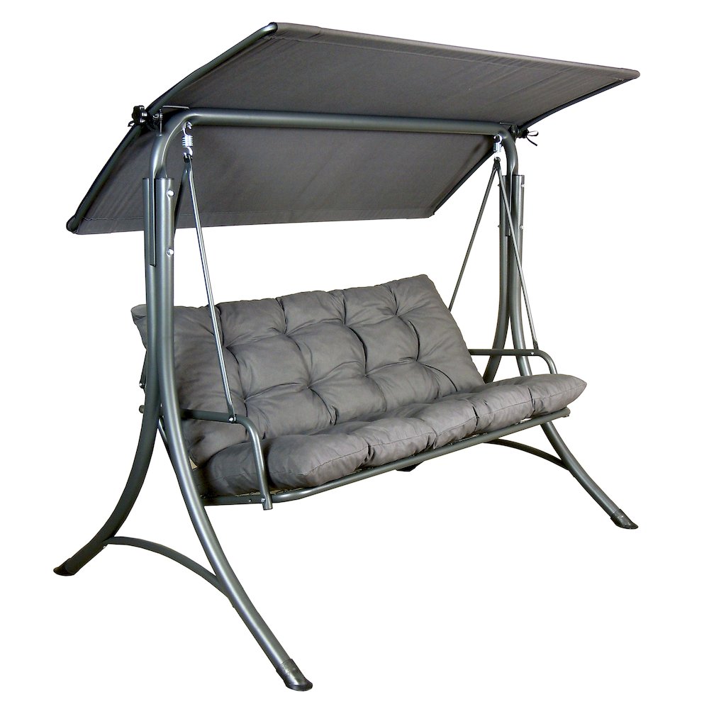 3-Person Deluxe Outdoor Patio Garden Steel Frame Swing