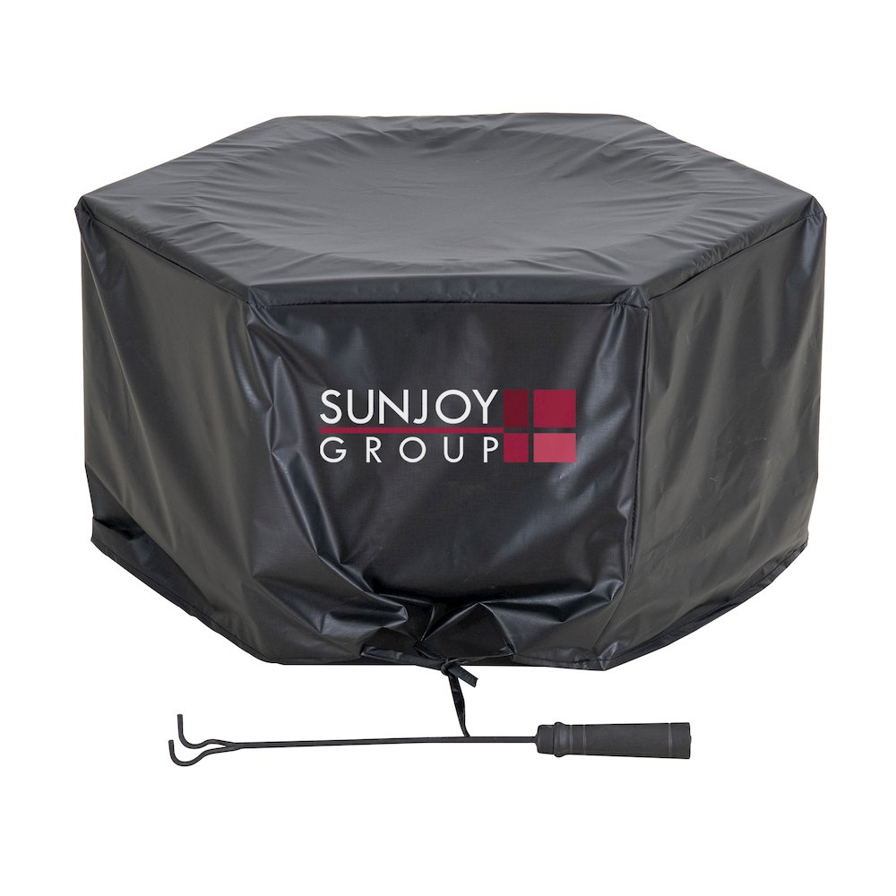 Lawrence 28. Black Steel Wood Burning Outdoor Smokeless Fire Pit with PVC Cover