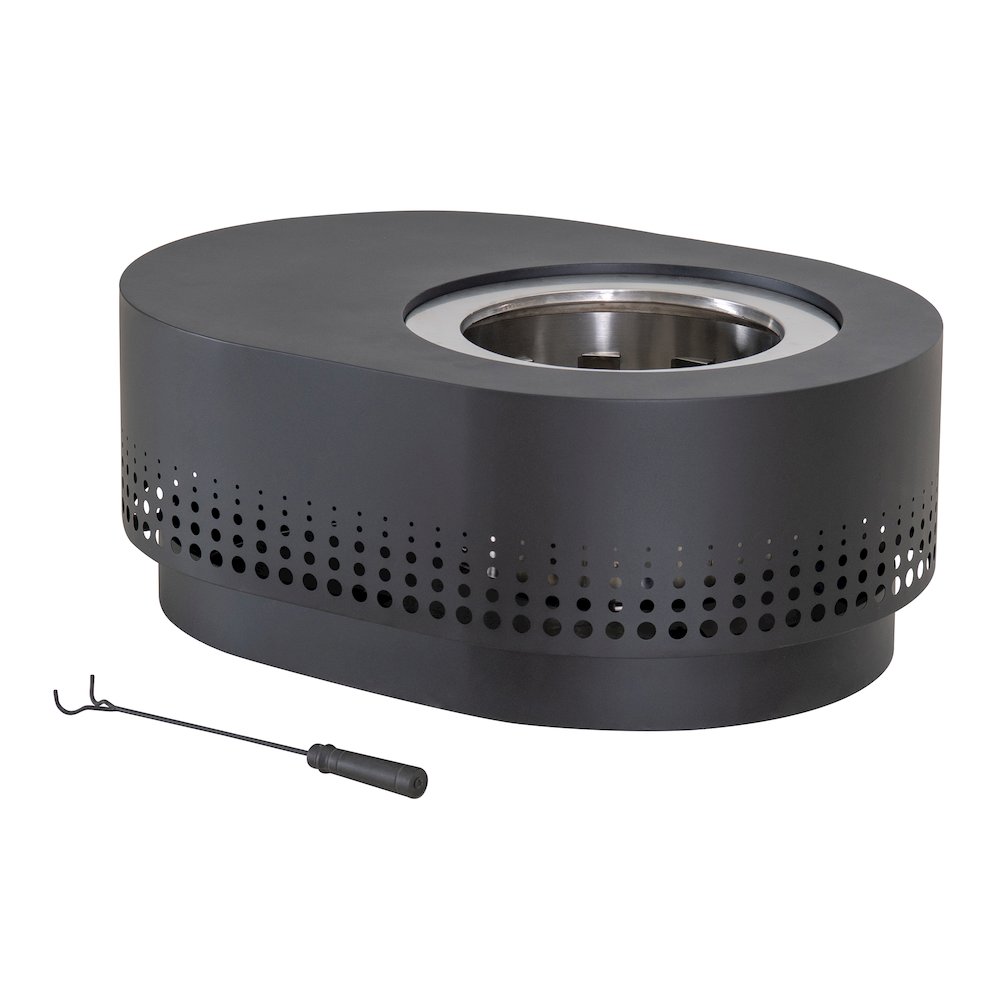 Lawrence 38. Black Steel Wood Burning Outdoor Smokeless Fire Pit with PVC Cover