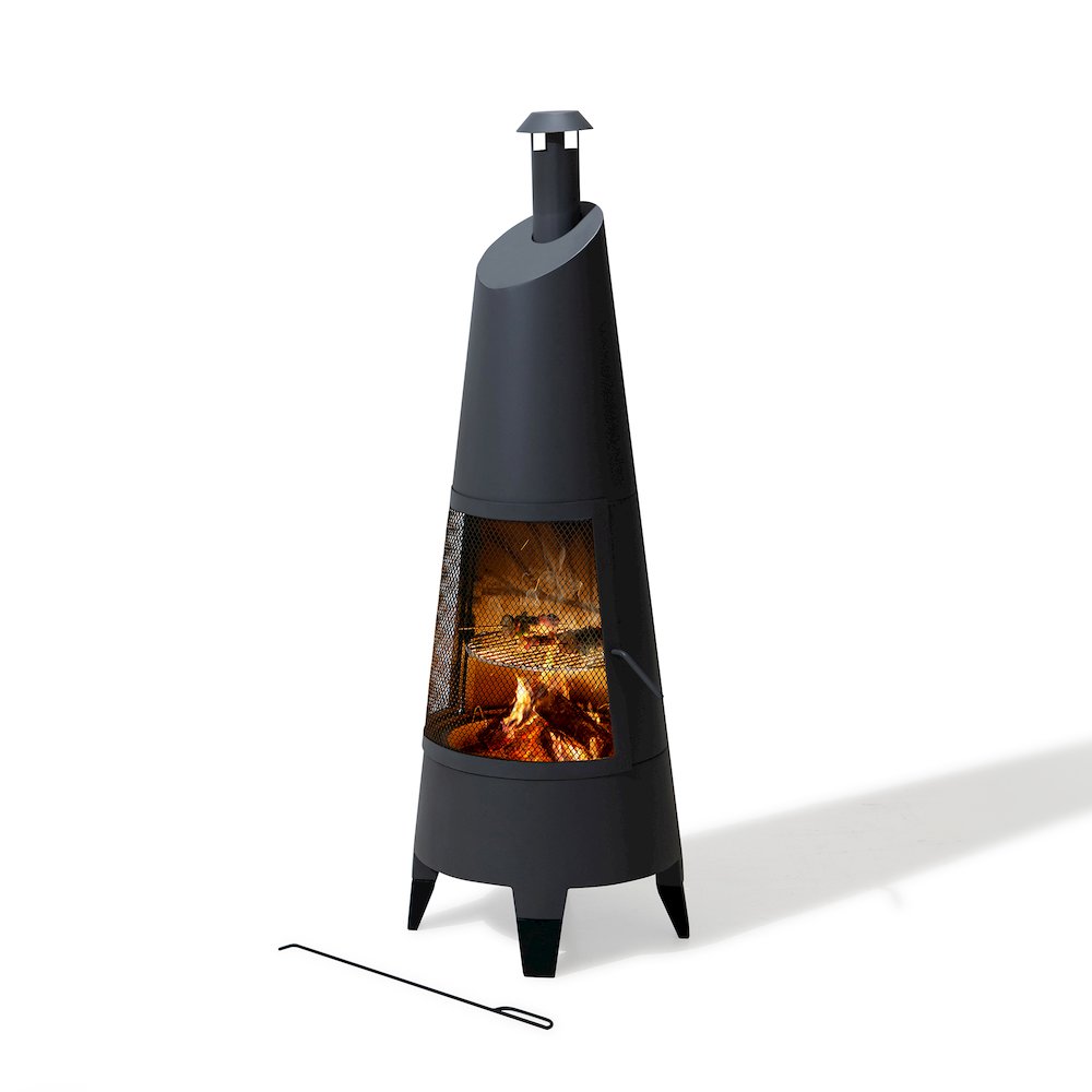 57 in. 2-in-1 Metal Outdoor Chiminea Fire Pit & Fireplace
