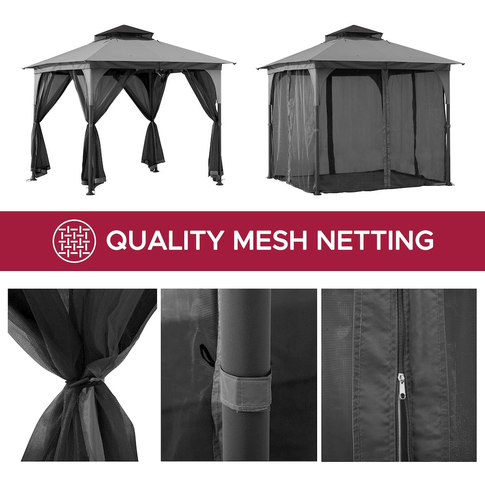 9.5 ft. x 9.5 ft. Soft Top Outdoor Steel Frame Gazebo Canopy