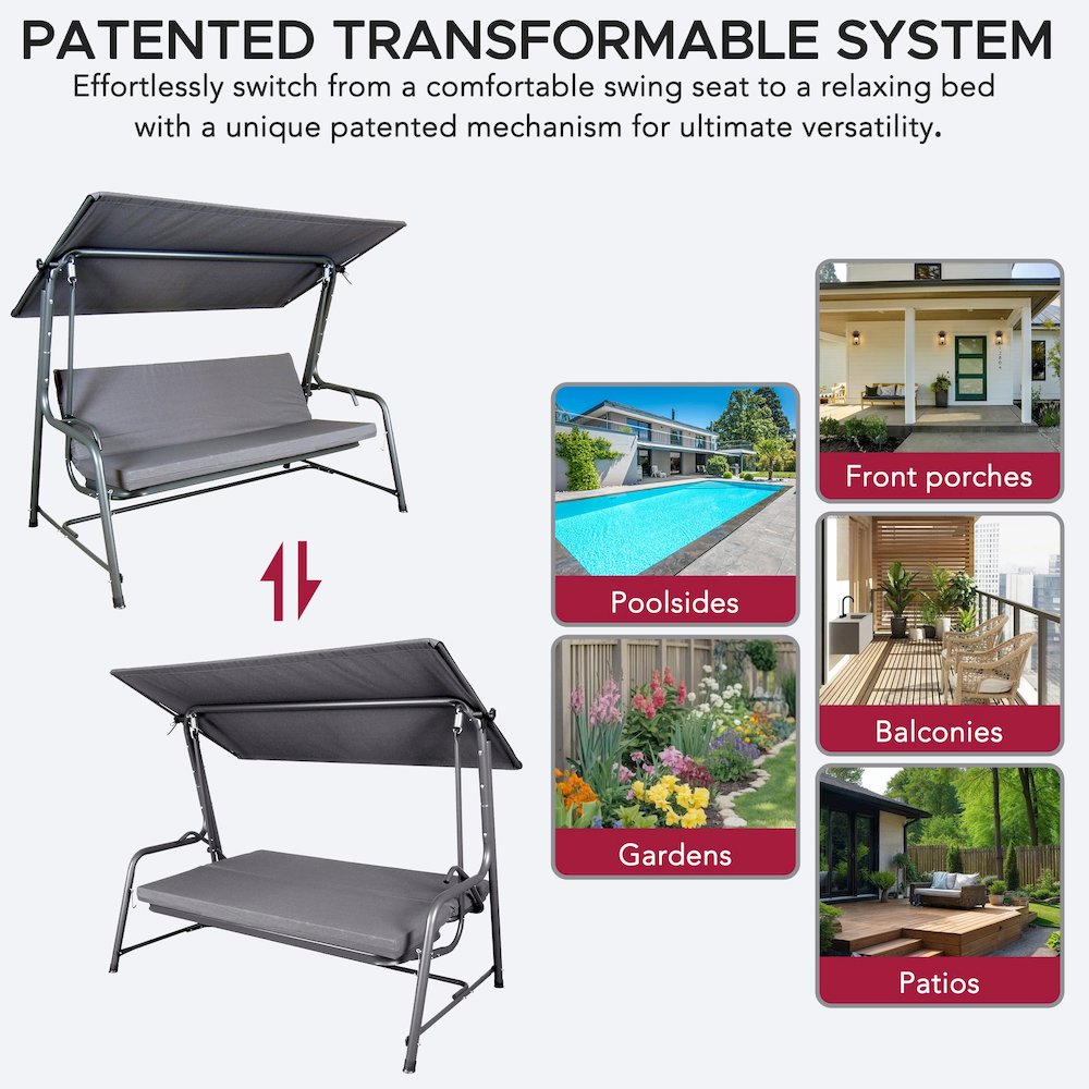 4-Seat Luxury Swing and Bed with Elastic Metal Mesh Seat