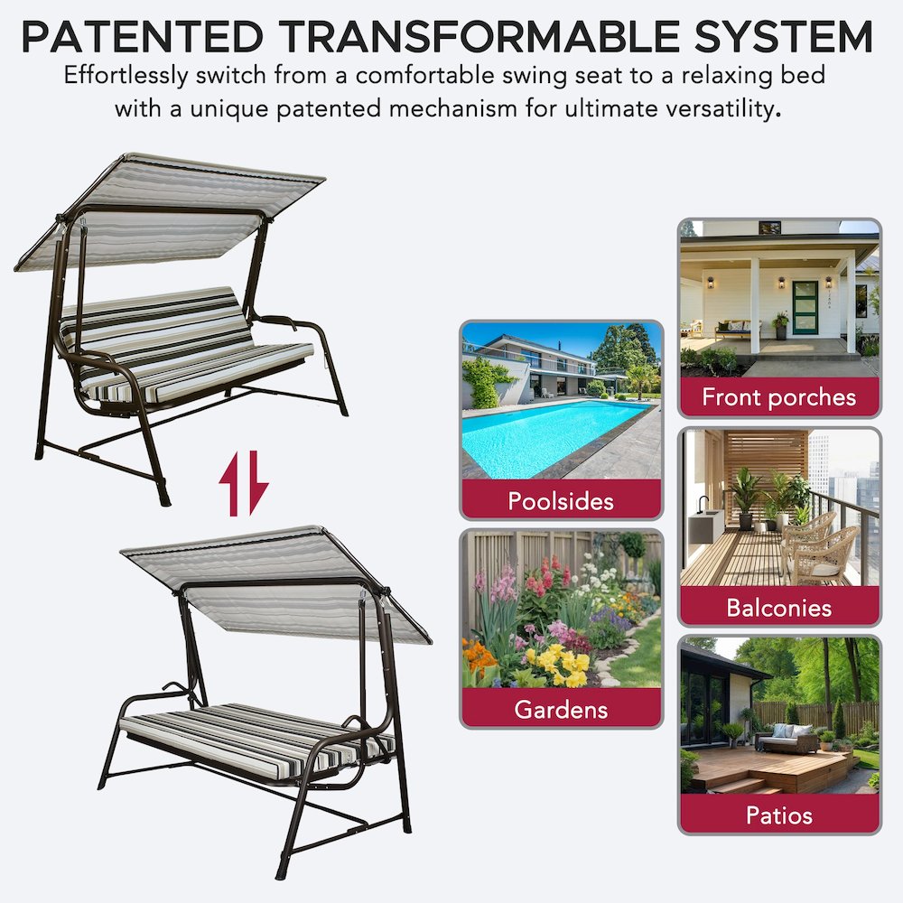4-Seat Luxury Swing and Bed with Elastic Metal Mesh Seat