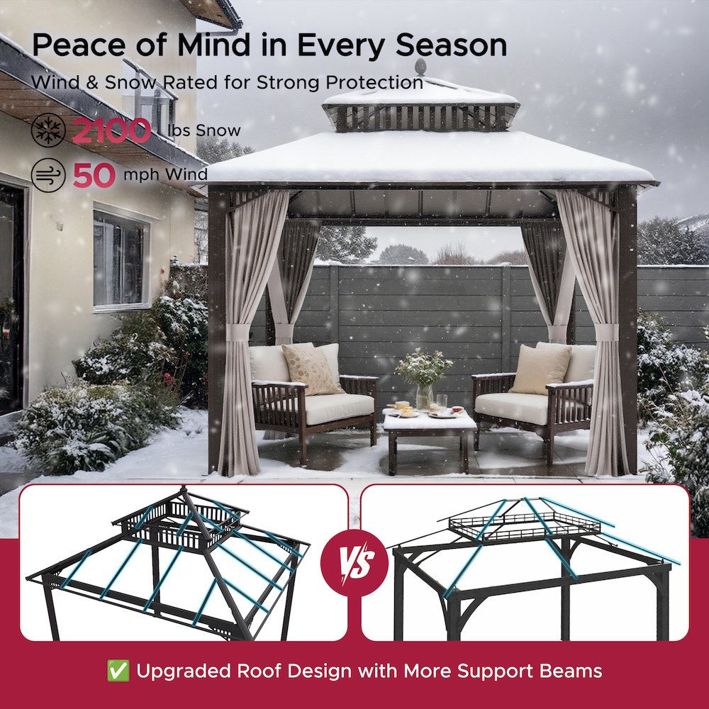 10 ft x 10 ft Hardtop Gazebo with Steel Roof