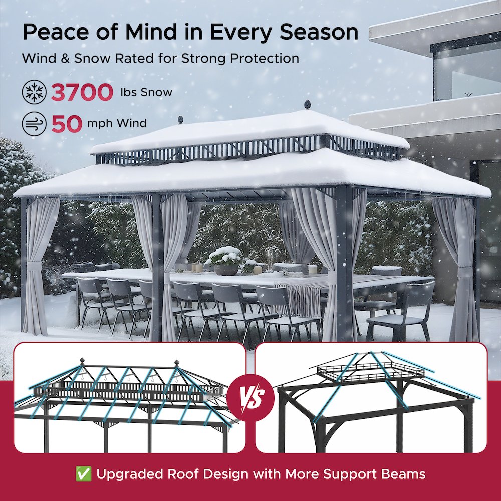 20 ft x 12 ft Hardtop Gazebo with Steel Roof